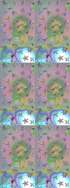 Raster stili kumaş deseni. Çiçekler suluboya çizim deseni.