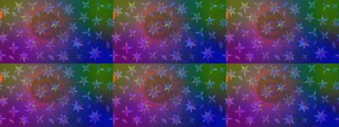 Mavi ve mor kıvırcık çiçekler mavi ve mor renklerde şekillenir. Klasik çiçek tasarımı elementleri. Raster illüstrasyonu.