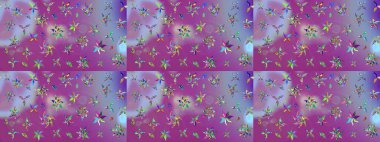 Raster düz çiçek çizim deseni. Mor ve nötr renkte çiçekler. Tasarım hediye paketi, tebrik kartları, posterler ve afiş tasarımı.