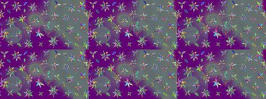 Süslü kumaş deseni. Raster illüstrasyonundaki çiçek desenli çizim. Renkli Bahar Teması eskiz kalıbı. Düz Çiçek Elementleri Tasarımı.