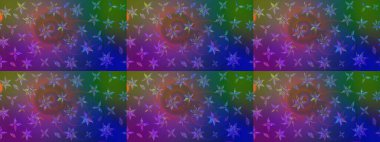 Mavi ve mor kıvırcık çiçekler mavi ve mor renklerde şekillenir. Klasik çiçek tasarımı elementleri. Raster illüstrasyonu.