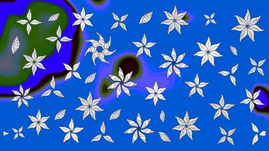 Şirin çiçekler. Çizgi çizimi kalıbı. Raster Moda kumaş deseni.