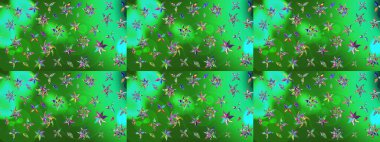 Raster illüstrasyonu. Renkli Bahar Teması eskiz kalıbı. Çiçekli çiçek deseni, suluboya. Yeşil ve mavi renkte çiçekler. Düz Çiçek Elementleri Tasarımı.