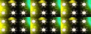 Raster illüstrasyonu. Noel ve yeni yıl moda baskıları için tatil tasarımı. Kar tanelerinin soyut arkaplanlı Noel şablonu. Altın kar taneleri.