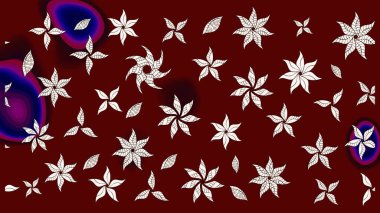 Raster illüstrasyonu. 3D çiçekler, eskiz. Kırmızı renklerde.