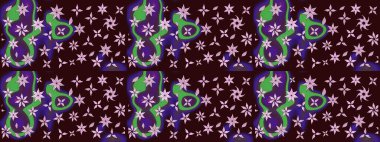 Eskiz arkaplan modeli. Kahverengi üzerine çiçekler. Suluboya, elle çizilmiş. Raster stoku.