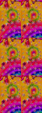 Üst manzara, yumuşak sarı ve kırmızı renkli. Çiçek kompozisyonu, el boyası, hassas şablon. Manzaralı çiçek deseni. Sevgililer günü ve tebrik kartı konsepti için şık bir davet.