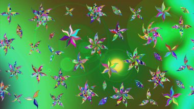 Renkli çiçekler. Raster düz çiçek çizim deseni. Tasarım hediye paketi, tebrik kartları, posterler ve afiş tasarımı.