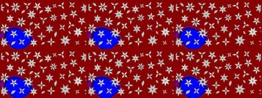 Raster illüstrasyonundaki çiçek desenli çizim. Kırmızı ve nötr renkte çiçekler.