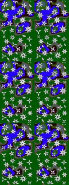 Düz Çiçek Elementleri Tasarımı. Yeşil ve mavi renkte çiçekler. Renkli Bahar Teması eskiz kalıbı. Sevimli çiçek raster deseni.