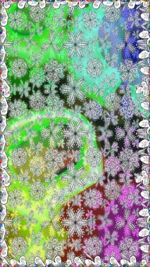 Yeşil renkler. El çizimi, soyut ve süslü elementler. Suluboya resim taklit Raster çizimi. Klasik çiçekler. Yaz çiçekleri teması.