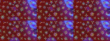 El çizimi çiçek çizimi deseni (fayans). Şirin çiçekli, desenli, kırmızı ve mor renkli bir eskiz deseni. Tekstil için suluboya çizim deseni.