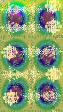 Düz dizayn. Kar Tanesi Mozaik ikonu. Sembol kışı, donmuş, Noel, yeni yıl tatili. Raster tasarımı. Grafiksel element dekorasyonu. Siluet kar tanesi işareti izole edilmiş yeşil, mavi ve nötr renkler.