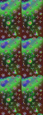 Raster illüstrasyonu. Çizim çiçek deseni duvar kâğıdı olarak kullanılabilir. Yeşil ve kahverengi renkte çiçekler.