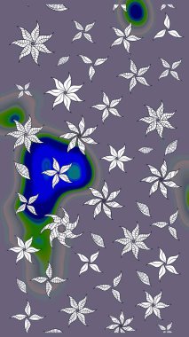 Kumaş desenli papatya çiçeği detayı. Tarafsız renklerde çiçekler.