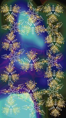 Kar taneleri arka planda. Mavi, yeşil ve mor kar taneli Noel kartı mavi, yeşil ve mor renkli. Kış kartı Mutlu Noeller, yeni yıl ve mutlu bayramlar..