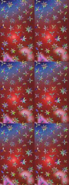 Düz Çiçek Elementleri Tasarımı. Sevimli çiçek raster deseni. Kahverengi ve kırmızı renkte çiçekler. Renkli Yaz Teması çizim şablonu.