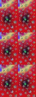 Eskiz arkaplan modeli. Yapraklı çiçekler ve kırmızı ve nötr renklerde papatya çiçekleri. Raster - stok.