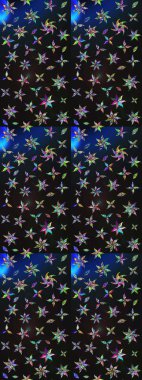 Gri ve mavi renkte çiçekler. Raster düz çiçek çizim deseni. Tasarım hediye paketi, tebrik kartları, posterler ve afiş tasarımı.