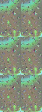 Çiçekli bej ve gri çizim deseni. Raster çiçek izi. Klasik taslak çizimi.