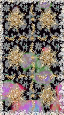 2019 Noel 'i, kar tanesi, yeni yıl. Gri renklerde ve altın elementlerle klasik, pürüzsüz desen.