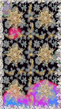 Çiçek süsü kumaş deseni, cam, çiçek desenli metal gri renkli ve altın elementli. Klasik raster altın pürüzsüz desen.