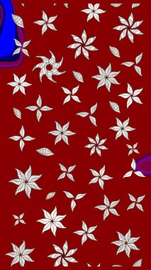 Raster illüstrasyonundaki çiçek desenli çizim. Kırmızı renkte çiçekler. Düz Çiçek Elementleri Tasarımı. Renkli Bahar Teması çizim şablonu.