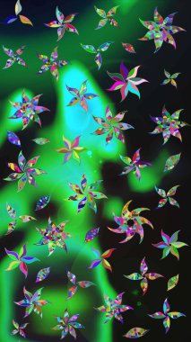 Küçük renkli çiçekler. Moda baskıları için zarif bir şablon. Çiçekli bahar çiçekleri. Küçük çiçekte güzel bir desen. Robot resim. Motley illüstrasyonu.