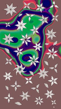 Güzel çiçek deseni. Düz Çiçek Elementleri Tasarımı. Renkli Bahar Teması eskiz kalıbı. Kahverengi ve yeşil renkte çiçekler.