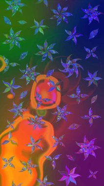 Eskiz klasiği. Düz Çiçek Elementleri Tasarımı. Renkli Bahar Teması eskiz kalıbı. Raster Şirin kumaş deseni.