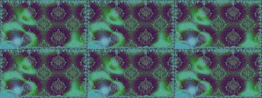 Renkli Bahar Temalı Kusursuz Arkaplan. Yeşil renkli çiçekler. Düz Çiçek Elementleri Tasarımı. Raster illüstrasyonunda kusursuz çiçek deseni.