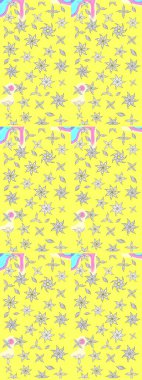 Eskiz arkaplan modeli. Suluboya, elle çizilmiş. Sarı renkli vadi çiçekleri. Raster - stok.