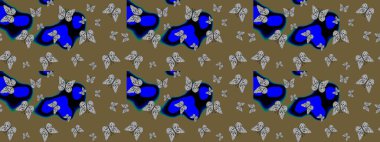 Scribble, sketch, doodle. Picture on brown and gray colors. Sketch pattern of colorful butterfly on a brown and gray background. Raster.