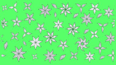 Yumuşak, yeşil renkli yaz çiçekleri. Raster illüstrasyonu. Raster çiçek desenli ve çiçekli..