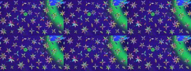 Klasik taslak çizimi. Raster çiçek izi. Raster Yumuşak kumaş deseni. Çiçek mavisi ve mor çizim deseni.