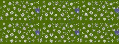 Raster illüstrasyonu. Yeşil ve nötr renklerde güzel bir tekstil. Suluboya çiçekli çiçek deseni.