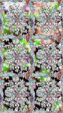 Tarafsız renklerde çiçekler. Tropik, dikişsiz çiçek deseni. Raster illüstrasyonu.