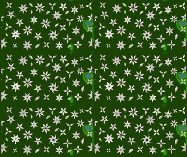 Kabile sanatı boho baskısı, klasik çiçek arkaplanı. Soyut etnik raster çizim kalıbı. Arkaplan dokusu, duvar kağıdı, yeşil renkli çiçek teması.