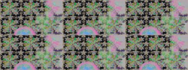 Karalama çiçekleri kusursuz desen. Gri el çizimi desen. Raster deseni. Sanat ilham kaynağı çiçekler ve arka plan bırakır.