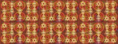 Cute design. Christmas background with snowflakes abstract background. Holiday design for Christmas, New Year fashion prints. Brown, orange and pink snowflakes. Raster illustration.