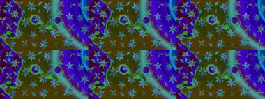 Çiçekli karalama şeklinde Raster çiçek deseni. Nazik, narin çiçek arkaplanı. Mavi ve kahverengi renkte çiçekler.