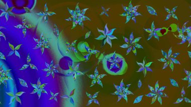 Küçük çiçekteki sevimli çiçek deseni. Kahverengi ve mavi renkte çiçekler.