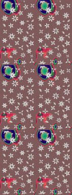 Kahverengi ve nötr renklerde çiçekler. Çiçek süslemeli çizim deseni. Raster illüstrasyonu.