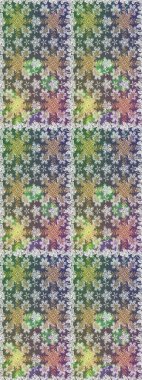 Altın antika ortaçağ dekoratifi, yaprakları ve gri ve yeşil renkli altın desenli süslemeleri olan pürüzsüz bir şablon. Kusursuz kraliyet lüksü, altın barok kumaş rengi..