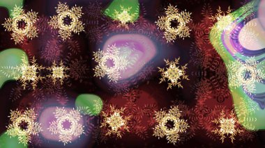 Kar tanesi raster deseni. Renkli arka planda izole tatlı kar taneleri. Raster illüstrasyonu. Kahverengi, nötr ve siyah renklerde kar taneleri.