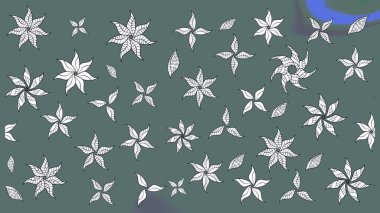 El çizimi çiçekli soyut çizim kalıbı. Tarafsız renklerde çiçekler. Raster illüstrasyonu.