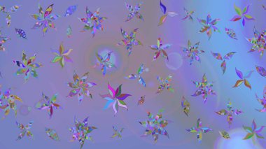 Suluboya çiçekli çiçek deseni. Mor ve mavi renklerde Asya tekstili. Raster illüstrasyonu.