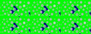 Raster illüstrasyonundaki çiçek desenli çizim. Yeşil ve nötr renkte çiçekler.