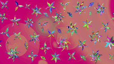 Üzerinde pembe renkte karalamalar olan çiçek desenleri çiz. Raster illüstrasyonu.