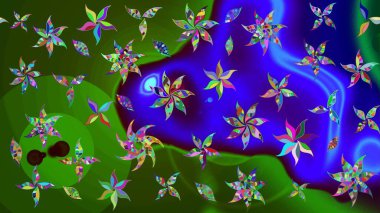 Yeşil renkli çiçekler. Elle boyanmış suluboya resim çizimi çiçekler ve bitkiler.